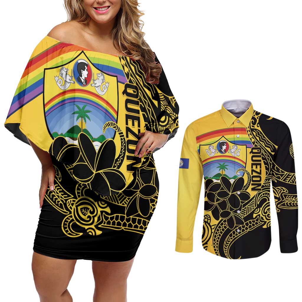 Quezon Province Couples Matching Off Shoulder Short Dress and Long Sleeve Button Shirt Cocolandia Philippines Turtle