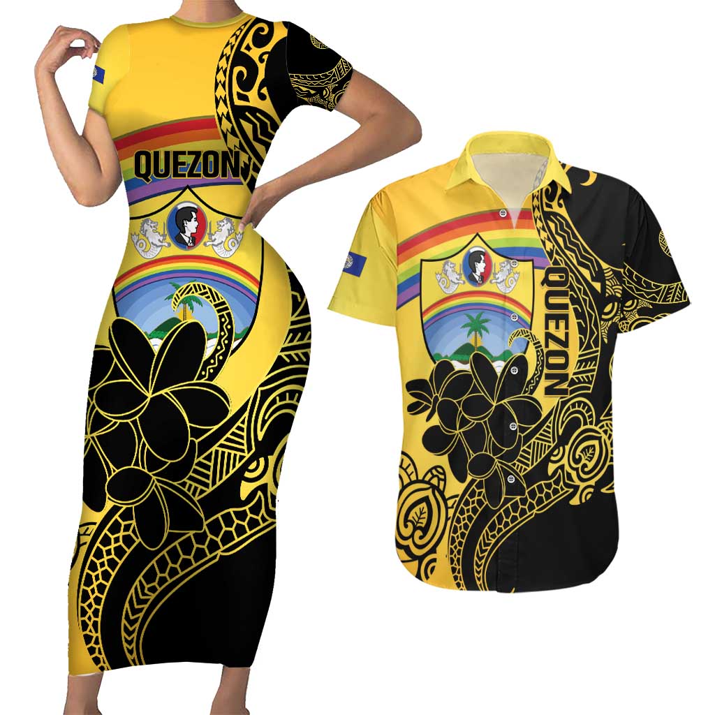 Quezon Province Couples Matching Short Sleeve Bodycon Dress and Hawaiian Shirt Cocolandia Philippines Turtle