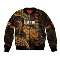Polynesian Pride Hawaiian Islands Sleeve Zip Bomber Jacket Lani Map Gold Kanaka With Kakau LT14 Unisex Gold - Polynesian Pride