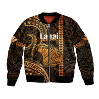 Personalised Hawaiian Islands Bomber Jacket Lani Map Gold Kanaka With Kakau LT14 Unisex Gold - Polynesian Pride