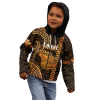 Personalised Hawaiian Islands Kid Hoodie Lani Map Gold Kanaka With Kakau LT14 - Polynesian Pride