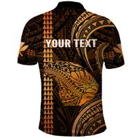 Custom Hawaiian Islands Polo Shirt Lani Map Gold Kanaka With Kakau LT14 - Polynesian Pride
