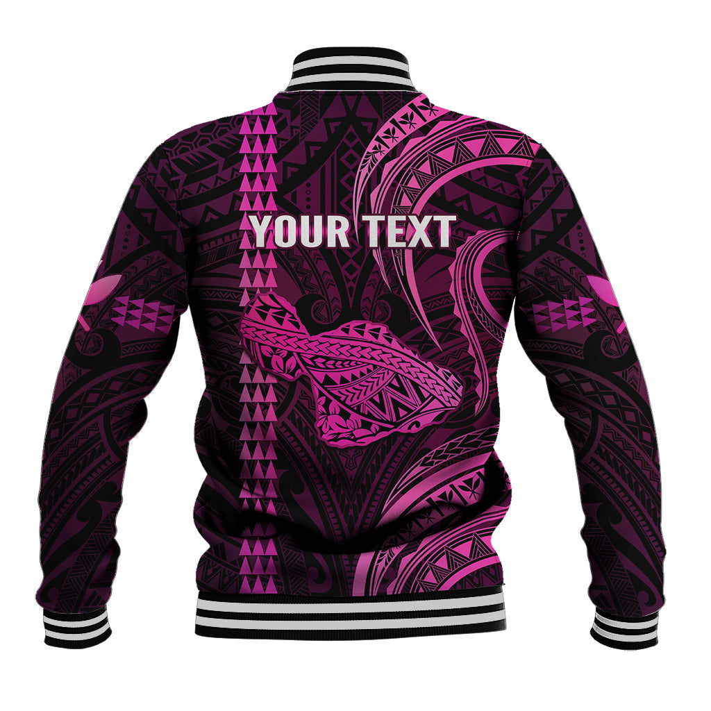 Personalised Hawaiian Islands Baseball Jacket Maui Map Pink Kanaka With Kakau LT14 - Polynesian Pride
