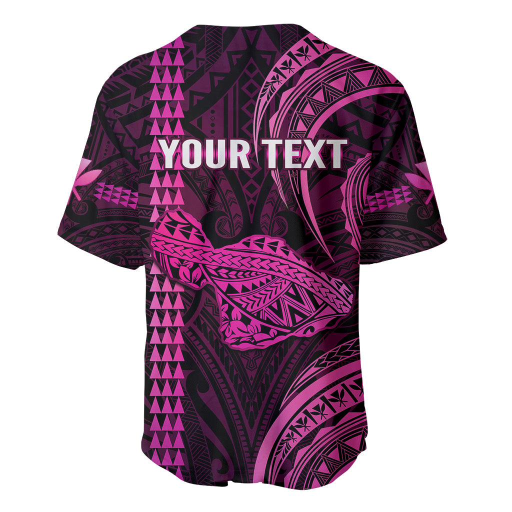 Personalised Hawaiian Islands Baseball Jersey Maui Map Pink Kanaka With Kakau LT14 - Polynesian Pride