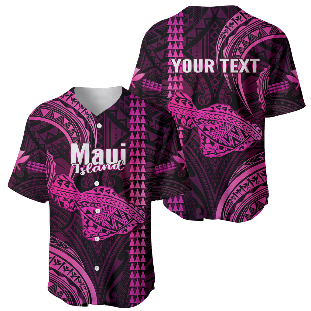 Personalised Hawaiian Islands Baseball Jersey Maui Map Pink Kanaka With Kakau LT14 - Polynesian Pride
