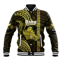 Polynesian Pride Hawaiian Islands Baseball Jacket Oahu Map Yellow Kanaka With Kakau LT14 Unisex Yellow - Polynesian Pride