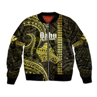 Personalised Hawaiian Islands Bomber Jacket Oahu Map Yellow Kanaka With Kakau LT14 Unisex Yellow - Polynesian Pride