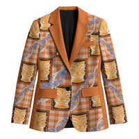 Aloha Hawaii Tiki Palaka Motifs Blazer Honohono Lei Orange Elegant Vibes LT14 Unisex Orange - Polynesian Pride