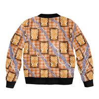 Aloha Hawaii Tiki Palaka Motifs Bomber Jacket Honohono Lei Orange Elegant Vibes LT14 - Polynesian Pride