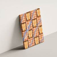 Aloha Hawaii Tiki Palaka Motifs Canvas Wall Art Honohono Lei Orange Elegant Vibes