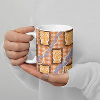 Aloha Hawaii Tiki Palaka Motifs Ceramic Mug Honohono Lei Orange Elegant Vibes LT14 - Polynesian Pride