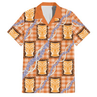 Aloha Hawaii Tiki Palaka Motifs Family Matching Off Shoulder Maxi Dress and Hawaiian Shirt Honohono Lei Orange Elegant Vibes LT14 Dad's Shirt - Short Sleeve Orange - Polynesian Pride