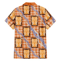 Aloha Hawaii Tiki Palaka Motifs Family Matching Off Shoulder Maxi Dress and Hawaiian Shirt Honohono Lei Orange Elegant Vibes LT14 - Polynesian Pride