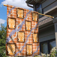 Aloha Hawaii Tiki Palaka Motifs Garden Flag Honohono Lei Orange Elegant Vibes