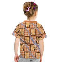 Aloha Hawaii Tiki Palaka Motifs Kid T Shirt Honohono Lei Orange Elegant Vibes
