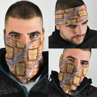 Aloha Hawaii Tiki Palaka Motifs Neck Gaiter Honohono Lei Orange Elegant Vibes
