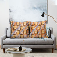 Aloha Hawaii Tiki Palaka Motifs Pillow Cover Honohono Lei Orange Elegant Vibes