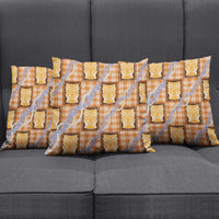 Aloha Hawaii Tiki Palaka Motifs Pillow Cover Honohono Lei Orange Elegant Vibes