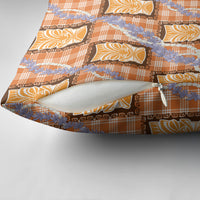 Aloha Hawaii Tiki Palaka Motifs Pillow Cover Honohono Lei Orange Elegant Vibes