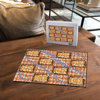 Aloha Hawaii Tiki Palaka Motifs Puzzle Honohono Lei Orange Elegant Vibes LT14 - Polynesian Pride