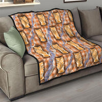 Aloha Hawaii Tiki Palaka Motifs Quilt Honohono Lei Orange Elegant Vibes