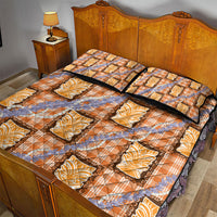 Aloha Hawaii Tiki Palaka Motifs Quilt Bed Set Honohono Lei Orange Elegant Vibes