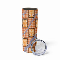 Aloha Hawaii Tiki Palaka Motifs Skinny Tumbler Honohono Lei Orange Elegant Vibes