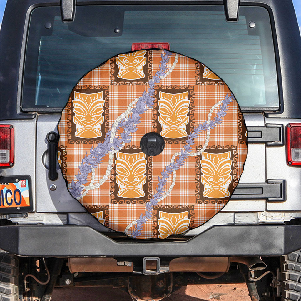 Aloha Hawaii Tiki Palaka Motifs Spare Tire Cover Honohono Lei Orange Elegant Vibes
