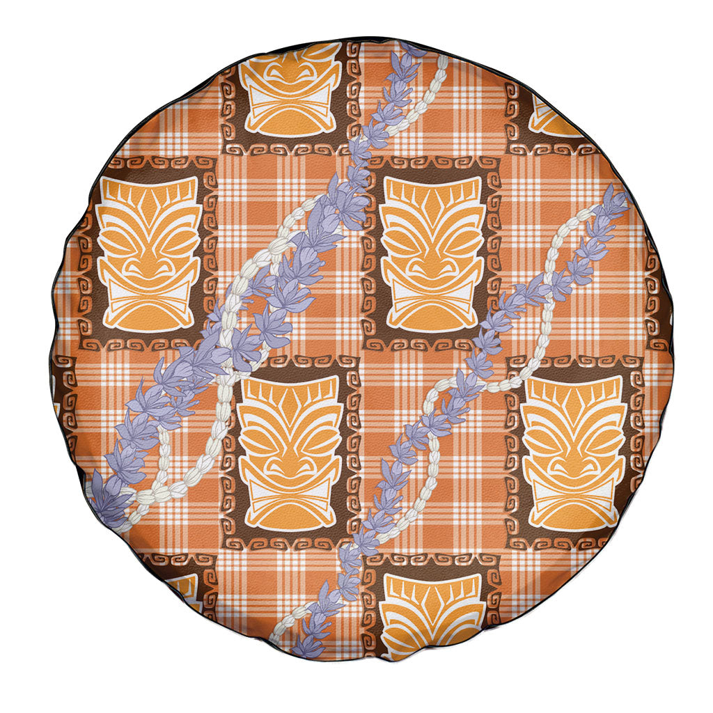 Aloha Hawaii Tiki Palaka Motifs Spare Tire Cover Honohono Lei Orange Elegant Vibes