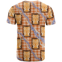 Aloha Hawaii Tiki Palaka Motifs T Shirt Honohono Lei Orange Elegant Vibes