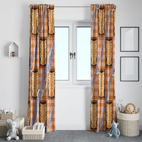 Aloha Hawaii Tiki Palaka Motifs Window Curtain Honohono Lei Orange Elegant Vibes