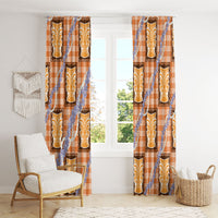 Aloha Hawaii Tiki Palaka Motifs Window Curtain Honohono Lei Orange Elegant Vibes