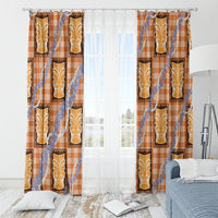 Aloha Hawaii Tiki Palaka Motifs Window Curtain Honohono Lei Orange Elegant Vibes