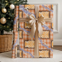 Aloha Hawaii Tiki Palaka Motifs Wrapping Paper Honohono Lei Orange Elegant Vibes