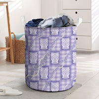 Aloha Hawaii Tiki Palaka Motifs Laundry Basket Honohono Lei Purple Elegant Vibes