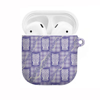 Aloha Hawaii Tiki Palaka Motifs AirPods Case Honohono Lei Purple Elegant Vibes