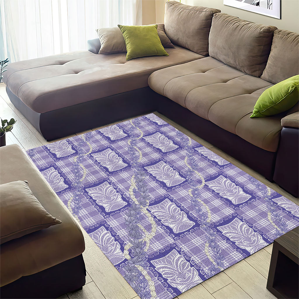 Aloha Hawaii Tiki Palaka Motifs Area Rug Honohono Lei Purple Elegant Vibes