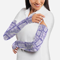 Aloha Hawaii Tiki Palaka Motifs Arm Sleeves Honohono Lei Purple Elegant Vibes
