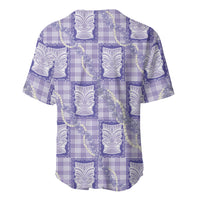 Aloha Hawaii Tiki Palaka Motifs Baseball Jersey Honohono Lei Purple Elegant Vibes