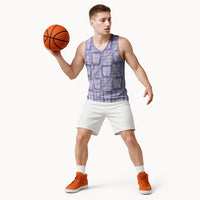Aloha Hawaii Tiki Palaka Motifs Basketball Jersey Honohono Lei Purple Elegant Vibes