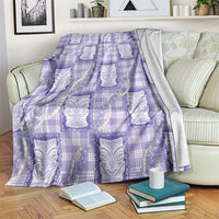 Aloha Hawaii Tiki Palaka Motifs Blanket Honohono Lei Purple Elegant Vibes