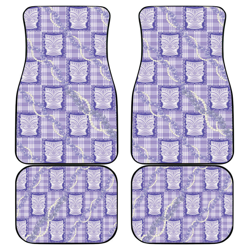 Aloha Hawaii Tiki Palaka Motifs Car Mats Honohono Lei Purple Elegant Vibes