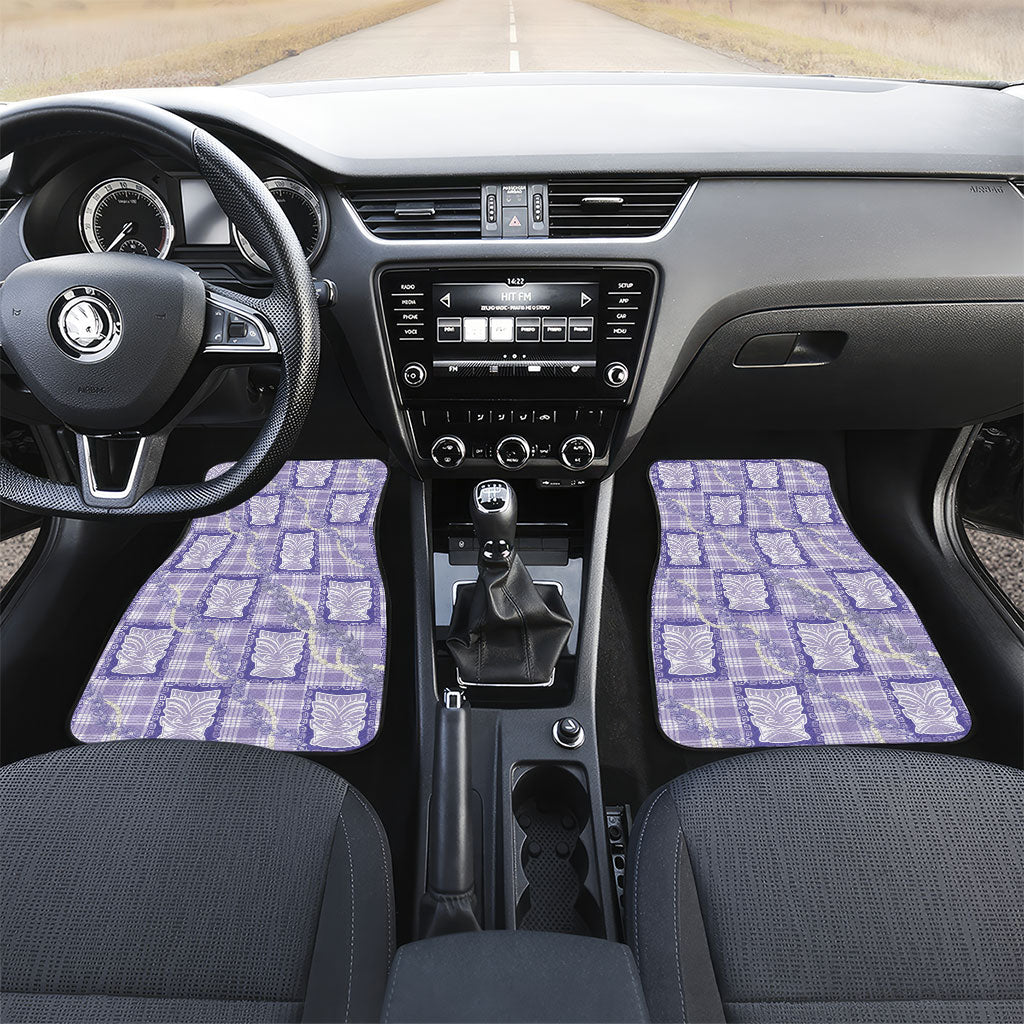 Aloha Hawaii Tiki Palaka Motifs Car Mats Honohono Lei Purple Elegant Vibes
