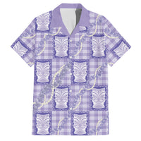Aloha Hawaii Tiki Palaka Motifs Family Matching Off Shoulder Maxi Dress and Hawaiian Shirt Honohono Lei Purple Elegant Vibes