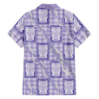 Aloha Hawaii Tiki Palaka Motifs Family Matching Off Shoulder Short Dress and Hawaiian Shirt Honohono Lei Purple Elegant Vibes