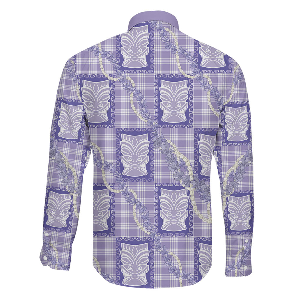 Aloha Hawaii Tiki Palaka Motifs Family Matching Short Sleeve Bodycon Dress and Hawaiian Shirt Honohono Lei Purple Elegant Vibes