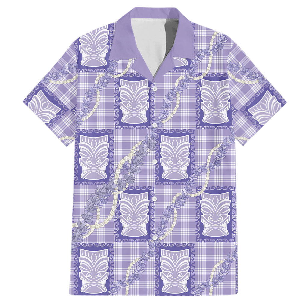 Aloha Hawaii Tiki Palaka Motifs Family Matching Summer Maxi Dress and Hawaiian Shirt Honohono Lei Purple Elegant Vibes