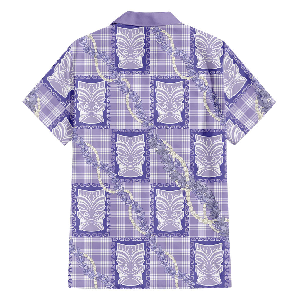 Aloha Hawaii Tiki Palaka Motifs Family Matching Summer Maxi Dress and Hawaiian Shirt Honohono Lei Purple Elegant Vibes