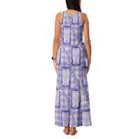 Aloha Hawaii Tiki Palaka Motifs Family Matching Tank Maxi Dress and Hawaiian Shirt Honohono Lei Purple Elegant Vibes