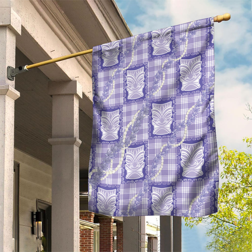 Aloha Hawaii Tiki Palaka Motifs Garden Flag Honohono Lei Purple Elegant Vibes